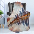 thumbnail image 4 of Cityscape Soft Flannel Fleece Throw Blanket, Paris Buildings and Eiffel Tower Silhouettes Reflection on Water at Twilight, Cozy Plush for Indoor and Outdoor Use, 50" x 70", Multicolor, by Ambesonne, 4 of 5