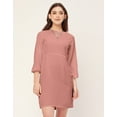 thumbnail image 2 of Moomaya Boat Neck Bodycon Solid Georgette Dress - Women's Stylish Bodycon Dress, 2 of 9