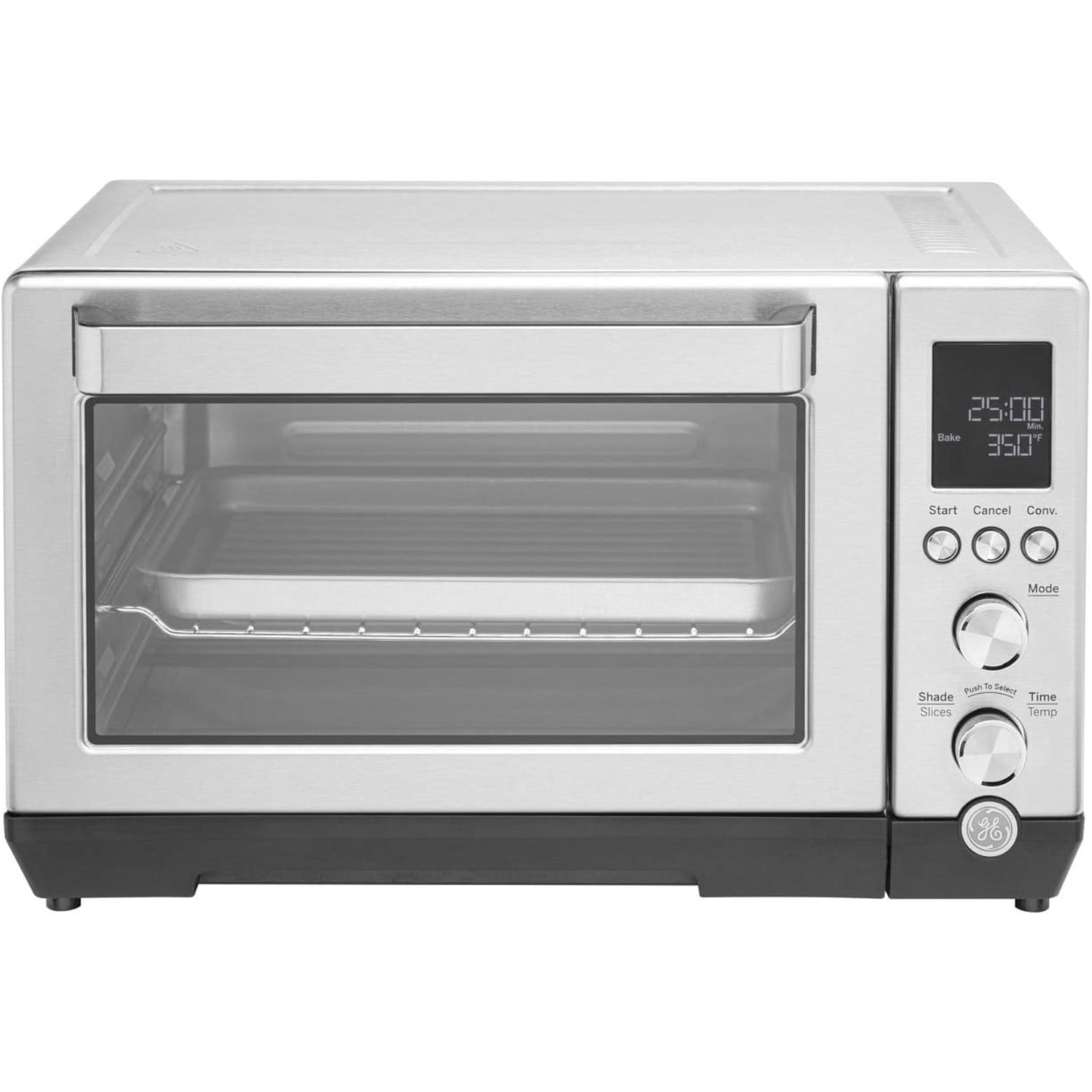 GE Large Capacity CounterTop Kitchen 6 Slice Toaster Oven with Halogen Convection bake Stainless Steel Walmart