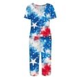 thumbnail image 3 of 4th of July Women's Pajama Sets 2026 Lounge Sleepwears Independece Day US Star Flower Printed Plus Size Short Sleeve Top and Capri Pants Pajama Set, 3 of 6