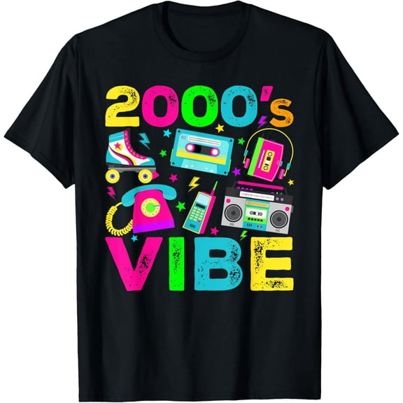 2000s Vibe 2000's Vintage Style 2000s Retro Party T-Shirt men and women can wear, black, white, gifts