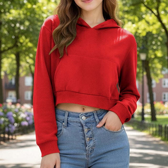 Sudadera con capucha corta con cremallera y manga larga para niñas, informal, con bolsillos, para niñas de 4 a 12 años