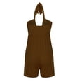 thumbnail image 5 of Lovskoo Romper for Women 2024 Summer Halter Neck Spaghetti Strap Jumpsuits Sleeveless Ruched Short Jumpsuit with Pocket Brown S, 5 of 7