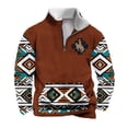 thumbnail image 2 of Sudadera sin capucha para hombre, informal, a la moda, con cuello alto, estampado, cremallera, jersey de manga larga, blusa de poliéster para hombre, 2 of 4