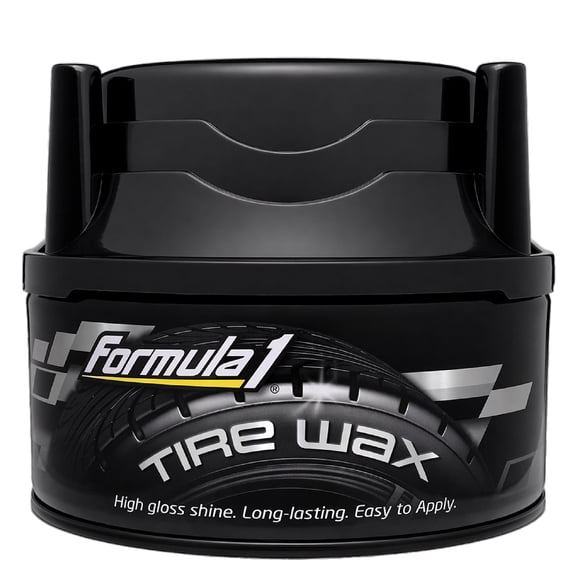 Formula 1 Tire Wax - Long Lasting Tire Gel for Black Glossy Tires, Water Resistant, Restores Plastic Trim, Foam Applicator Included, 10oz