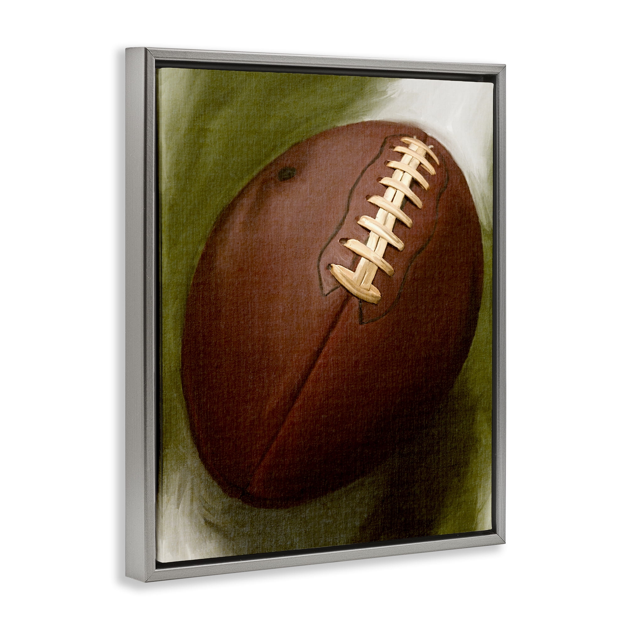 Stupell Industries Traditional Football Painting Sports Painting Gray Floater Framed Canvas Art Print Wall Art, 25 x 31