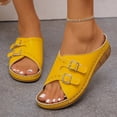 thumbnail image 3 of Modisza Orthopedic Wedge Sandals for Women Wide Width Open Toe Platform Wedges Slip on Comfortable Beach Walking Slippers size 8 Yellow, 3 of 6