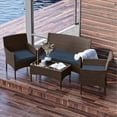 thumbnail image 4 of Hearth & Harbor Outdoor Furniture Set, 4 Piece Wicker Patio Chairs Set, Brown with Navy Cushions, 4 of 7