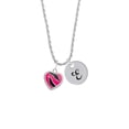 thumbnail image 2 of Delight Jewelry Silvertone Hot Pink Zebra Print Heart Silvertone Script Initial Disc - E - Charm Necklace, 20"+3", 2 of 4