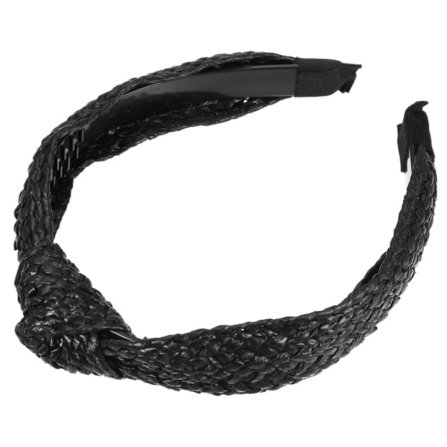 diadema anudada de paja, diadema de moda para mujer antideslizante, color negro