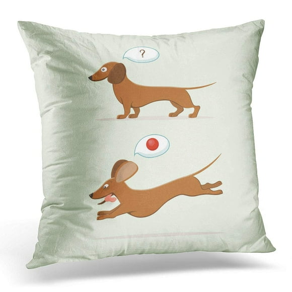 BOSDECO Black Dog Cute Cartoon Dachshund Brown Jump Pillowcase Pillow Cover Cushion Case 16x16 inch