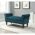 thumbnail image 1 of Linon Lillian Rolled Arm Upholstered Bench, Teal, 1 of 2