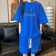 thumbnail image 3 of Chándal informal de moda de gran tamaño de verano, traje holgado para correr con diseño de gofre, camiseta holgada de manga corta y pantalones cortos deportivos, conjunto de 2 piezas para hombre, 3 of 5