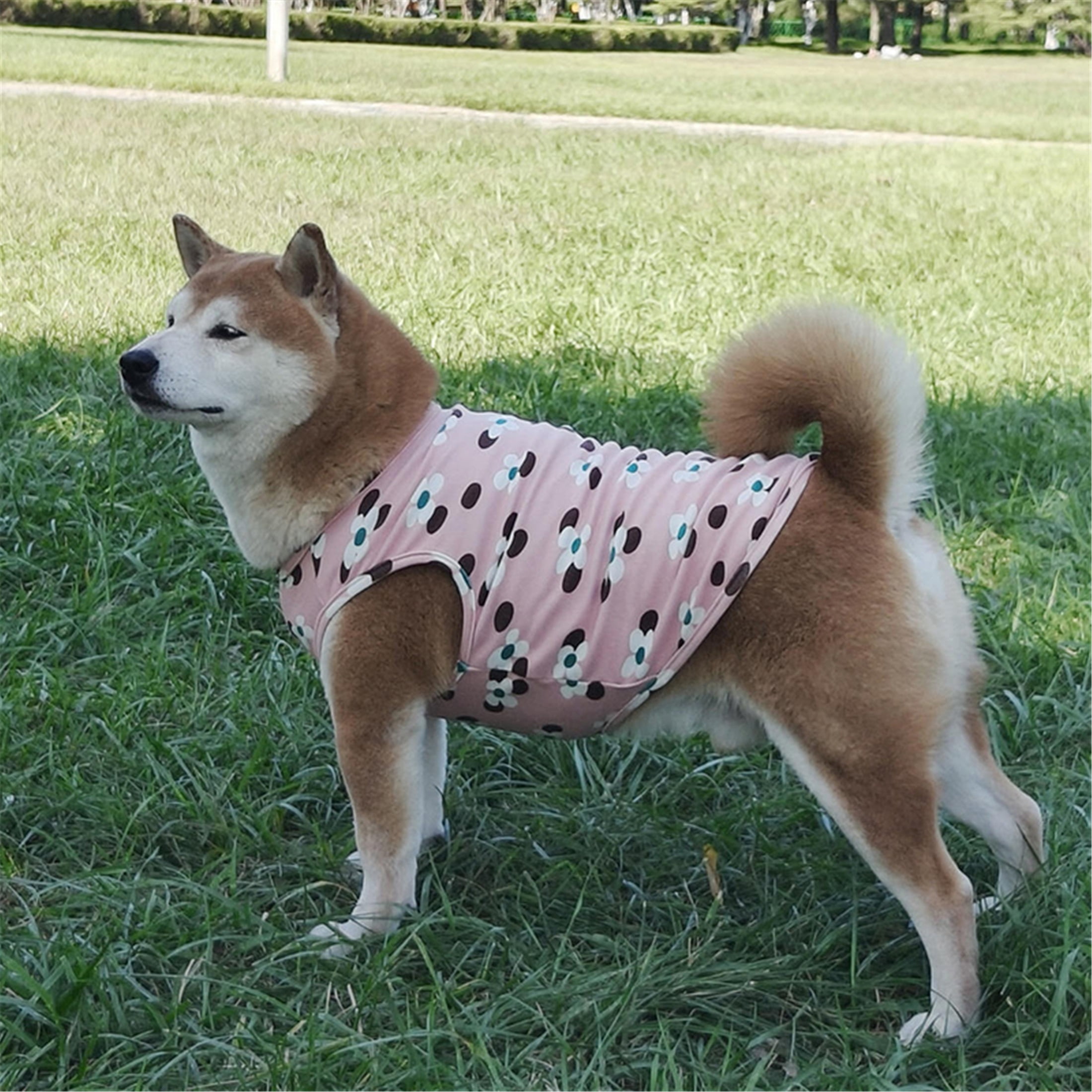 HQREA Floral Large Big Dog Vest Shirt Girl Spring Autumn Warm Fleece Sleeveless Pet Vest Clothes Samoyed Undershirt Corgi Outfits