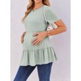 thumbnail image 6 of Weardear 3 Pack Maternity Shirts Short Sleeve Peplum Pregnancy Tunic Top Double Pleated Casual Babydoll Blouse for Women, 6 of 6