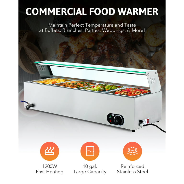 Wilprep 4 Pan Food Warmer for Parties Hotels Restaurants 1200W Buffet  Server and Warmer 