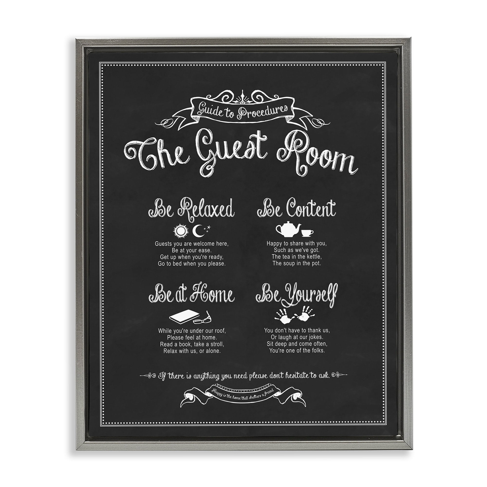 Stupell Industries The Guest Room Guide Luster Gray Framed Floating Canvas Wall Art, 24x30, by Lettered and Lined