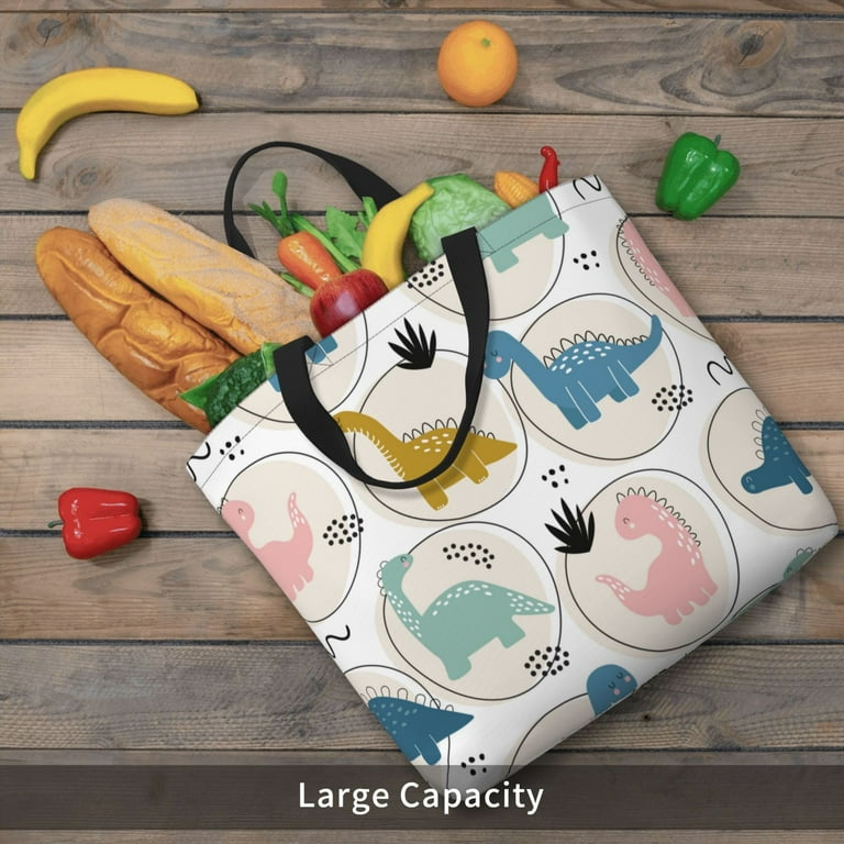 Disketp Cute Dinosaurs Canvas Tote Bag,Women Shoulder Bag Disketp Cute Dinosaurs Canvas Tote Bag,Women Shoulder Bag