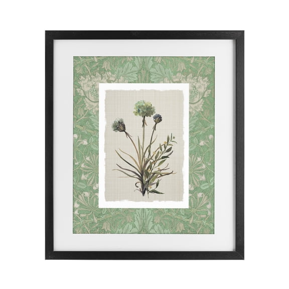 Stupell Industries French Country Vintage Foliage in Green Black Framed Print Under Glass, 13 x 16, by Carol Robinson