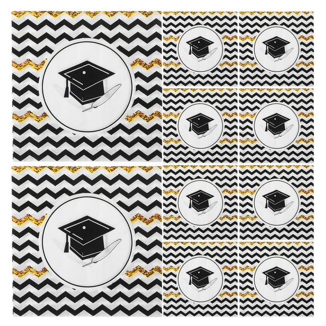 LIFKOME 100Pcs Graduation Dinner Napkins Disposable Thick Paper with Unique Graduation Cap Pattern