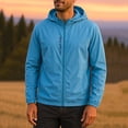 thumbnail image 2 of Men's UPF 50+ Sun Protection Athletic Shell Jacket Lightweight Quick Dry Hooded Windbreaker with Zip Pockets for Hiking Fishing Travel, Dark Blue, M, 2 of 8