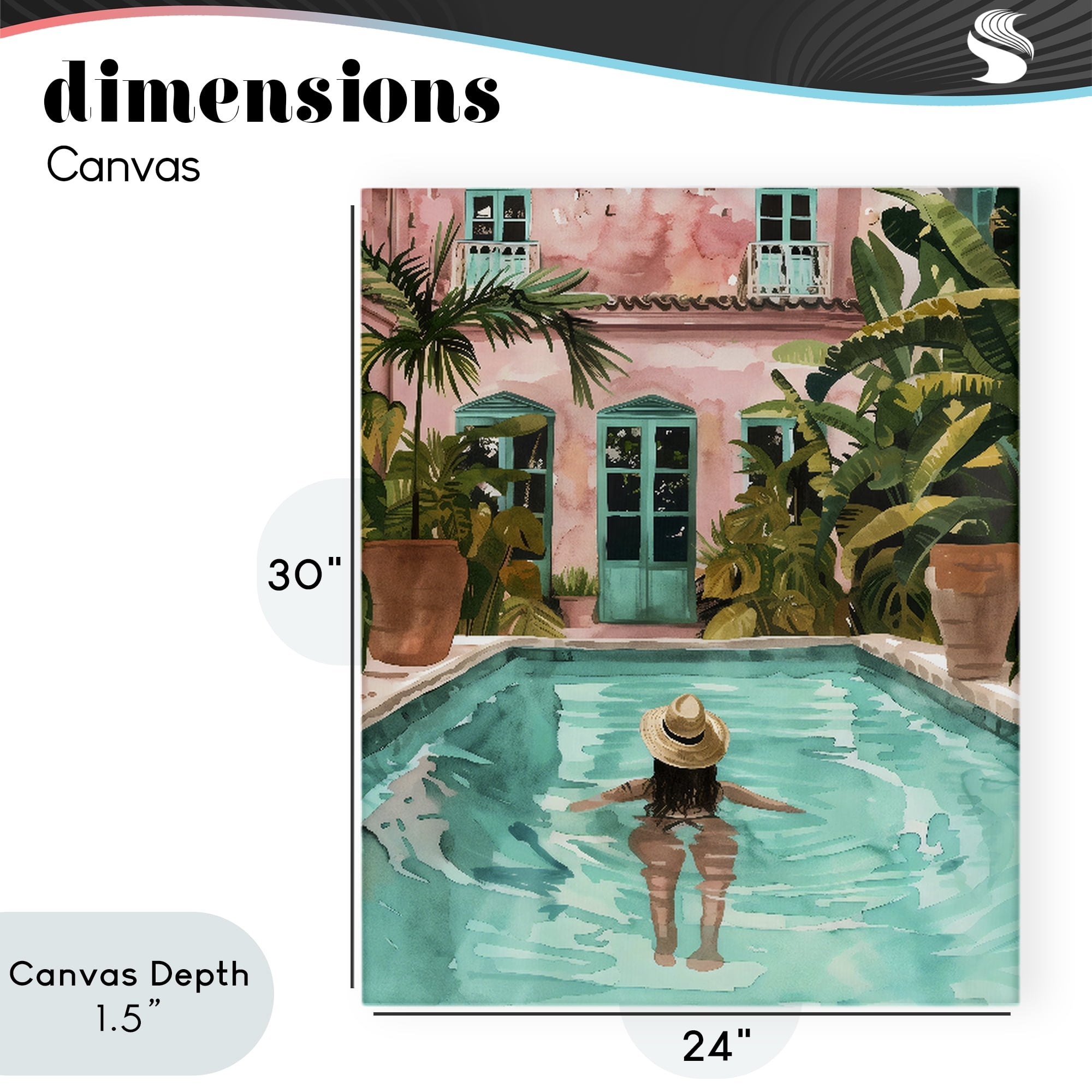 Stupell Industries Girl Swimming In Pool Canvas Wall Art, design by The Prints Vibe