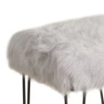 thumbnail image 2 of Stool with Faux Fur Upholstered Seat and Hairpin Legs, Gray and Black, 2 of 2