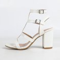 thumbnail image 5 of Modisza Chunky Heel Dressy Sandals for Women Gladiators Leather Ankle Strap Heels Ladies Summer Trendy Vacation Sandal White Size 9.5, 5 of 5