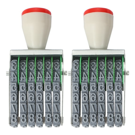 6 Digits Roller Stamp, 2 Pcs Personalized 7.5mm 26 Alphabet Number 0-9 Symbol Rolling Stamp for DIY, Gray