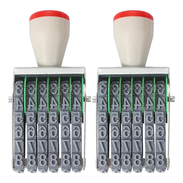 Sello de Rodillo de 6 Dígitos, 2 Pcs Personalizado 7.5mm 26 Alfabeto Número 0-9 Sello Rodante para DIY, Gris