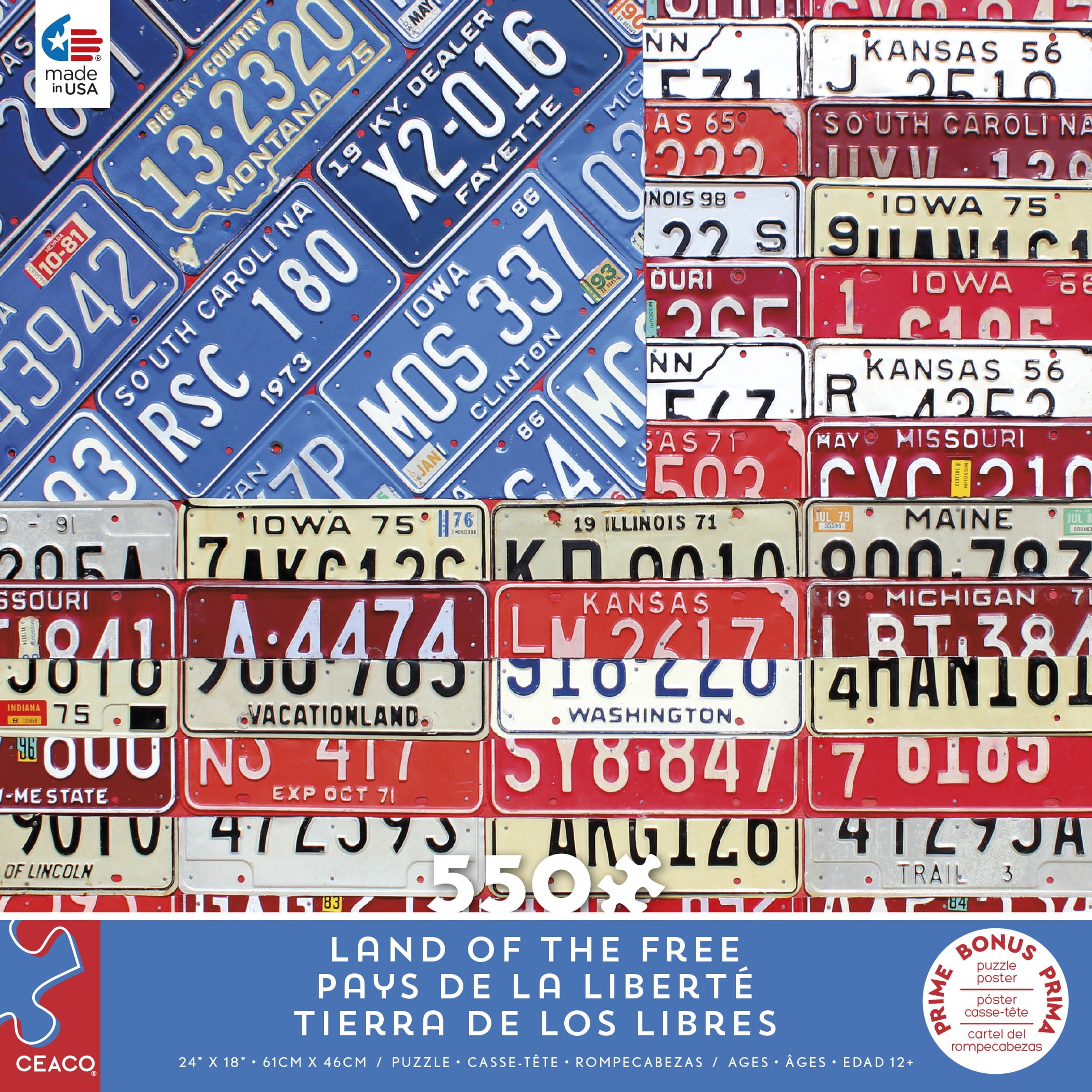 Ceaco - Land of the Free - License Plates - 550 Piece Interlocking Jigsaw Puzzle