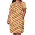 thumbnail image 3 of Vestido holgado con bolsillos y estampado de pastel de calabaza para mujer, verano 2025, 3 of 7