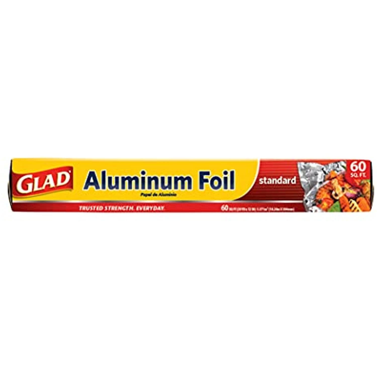 Glad Aluminum Foil, 60 Square Feet | Aluminum Foil For Grilling, Roasting, Baking, And Food Storage To Preserve Freshness | 60 Sq Ft Heavy Duty All Purpose Aluminum Foil From Glad