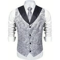 thumbnail image 5 of Donemore Men's Single-Breasted V-Neck Suit Vest Waistcoat Medieval Punk Style Vintage Style Metal Button Slim-Fit Casual Mens Top, 5 of 6