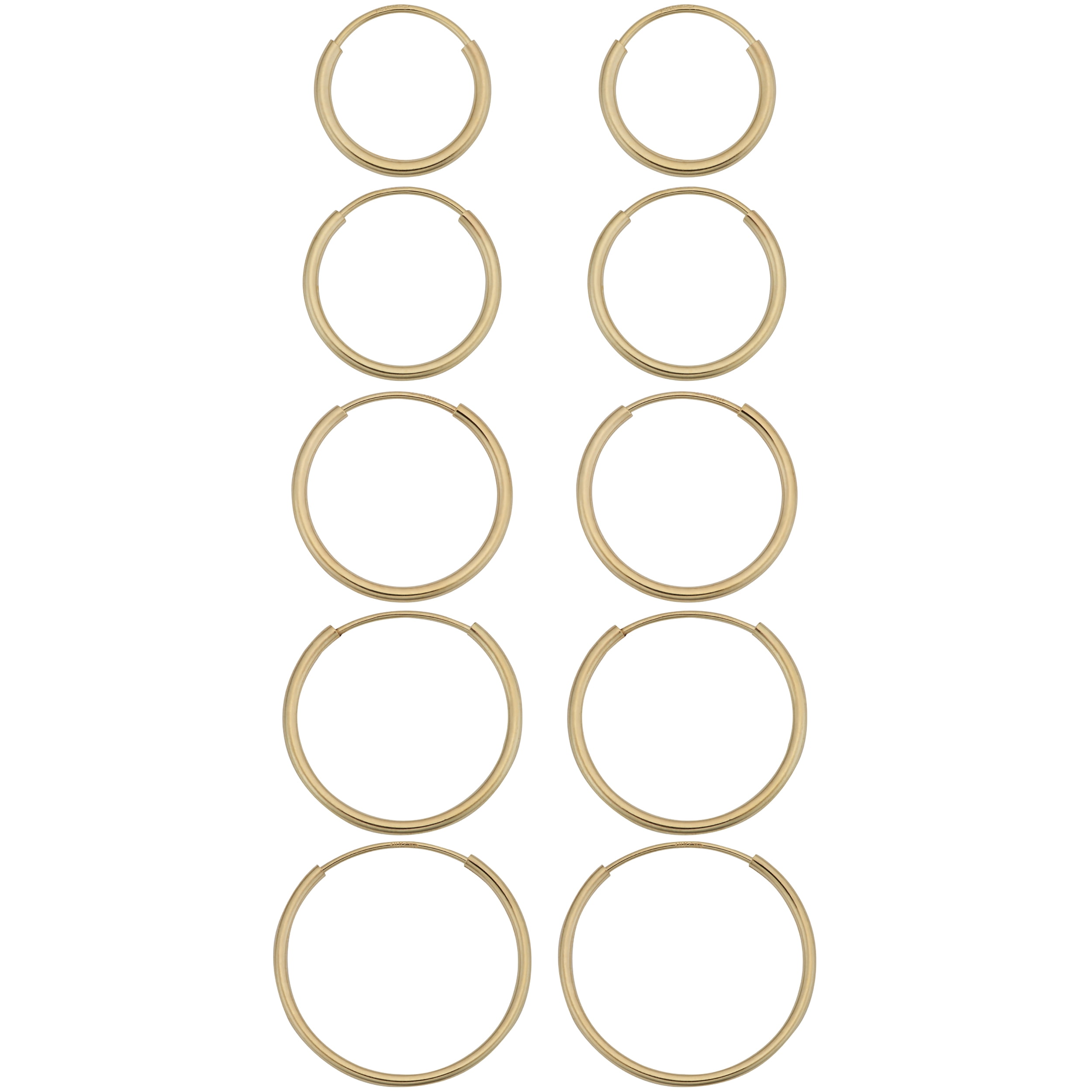 KoolJewelry 14k Yellow Gold 16 mm Round Tube Endless Hoop Earrings