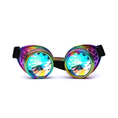 C.F.GOGGLE Psychedelic Laser Kaleidoscope Glasses Cosplay New Colored Diamond Lens Retro Steampunk Goggles