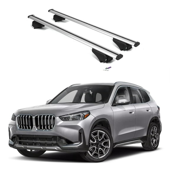 ERKUL Roof Rack Cross Bars for BMW X1 U11 2023-2025 | Aluminum Crossbars with Anti Theft Lock for Rooftop | Compatible with Flush Rails - Silver