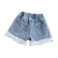 thumbnail image 3 of XBASW Baby Toddler Girl's Summer Jeans Shorts White Lace Denim Shorts Solid Color Elastic Waist Casual Shorts Pants 6M -5T, 3 of 7