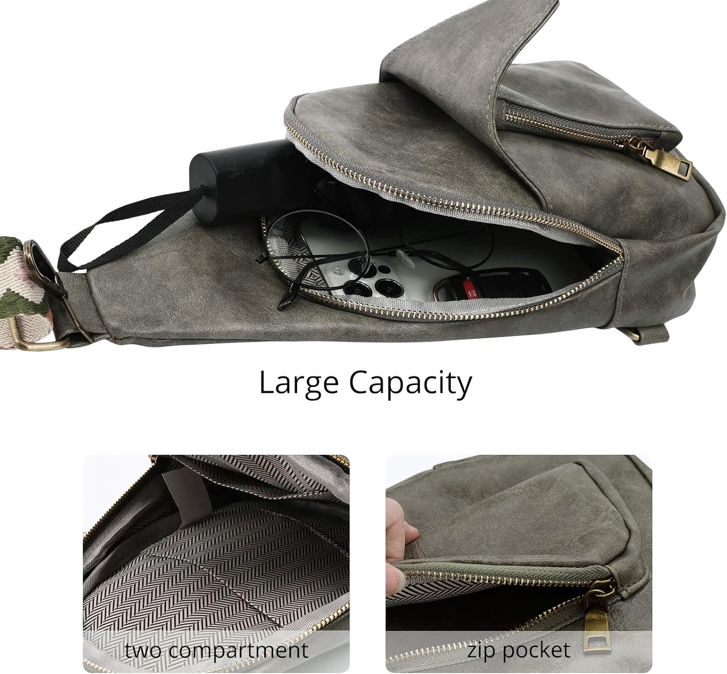 Sling Bag for Women Crossbody, PU Leather Small Sling bags Sling Chest Shoulder Backpack for Traveling Hiking