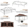thumbnail image 5 of HOTEEL 12'x20' Heavy Duty Outdoor Gazebo, Patio Gazebo Waterproof Large Party Tent & Shelter with Double Roofs, Mosquito Nettings and Privacy Screens for Backyard, Garden, Lawn, Brown, 5 of 12