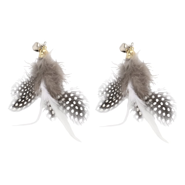Reemplazo de varita de gato de 2 piezas de plumas de Unique Bargains para interacción con mascotas, accesorios de recarga de varita de gato para gatos de interior y exterior, negro, blanco