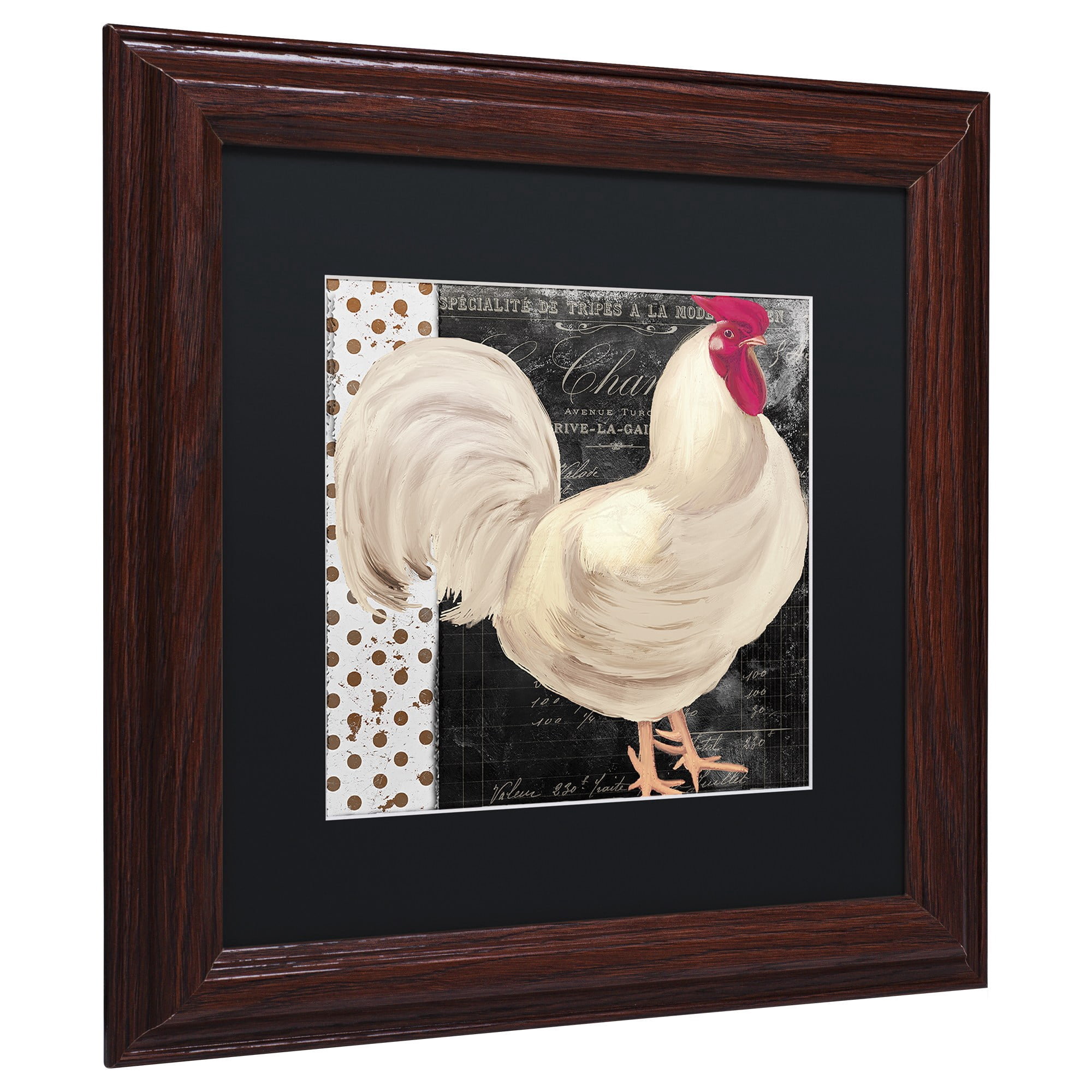 Trademark Fine Art "White Rooster Caf? I" Canvas Art by Color Bakery Black Matte, Wood Frame
