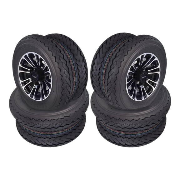Kenda Hole-N-1 K389 20x10-10 Tubeless Golf Cart Turf Tire with 4-Ply Rating & Pre Assembled Matte Black Wheel with Keychain Hole in one 20/10/10 – 4 Pack