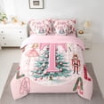 thumbnail image 2 of Homewish Initial T Letter Twin Bedding Sets 7-Piece for Kids, Cartoon Princess Elf Bedding Comforter Set, Pink Xmas Buffalo Plaid Reversible Sheet Sets, Luxury Bedroom Decor, 2 of 7