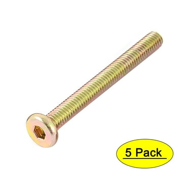 Uxcell M6 x 55mm Male Thread Hex Socket Head Cap Screw Bolt Bronze Tone 5 Pack