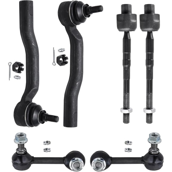Detroit Axle - 6pc Front Tie Rods Kit for 2007-2013 Mazda CX-9, 4 Inner Outer Tie Rod Ends 2 Sway Bar End Links 2008 2009 2010 2011 2012 Replacement
