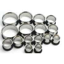 Zaya Body Jewelry 16pc 00g 7/16 1/2 9/16 5/8 3/4 7/8 1 Inch Plugs Ear Stretching Kit Steel Tunnels Gauges