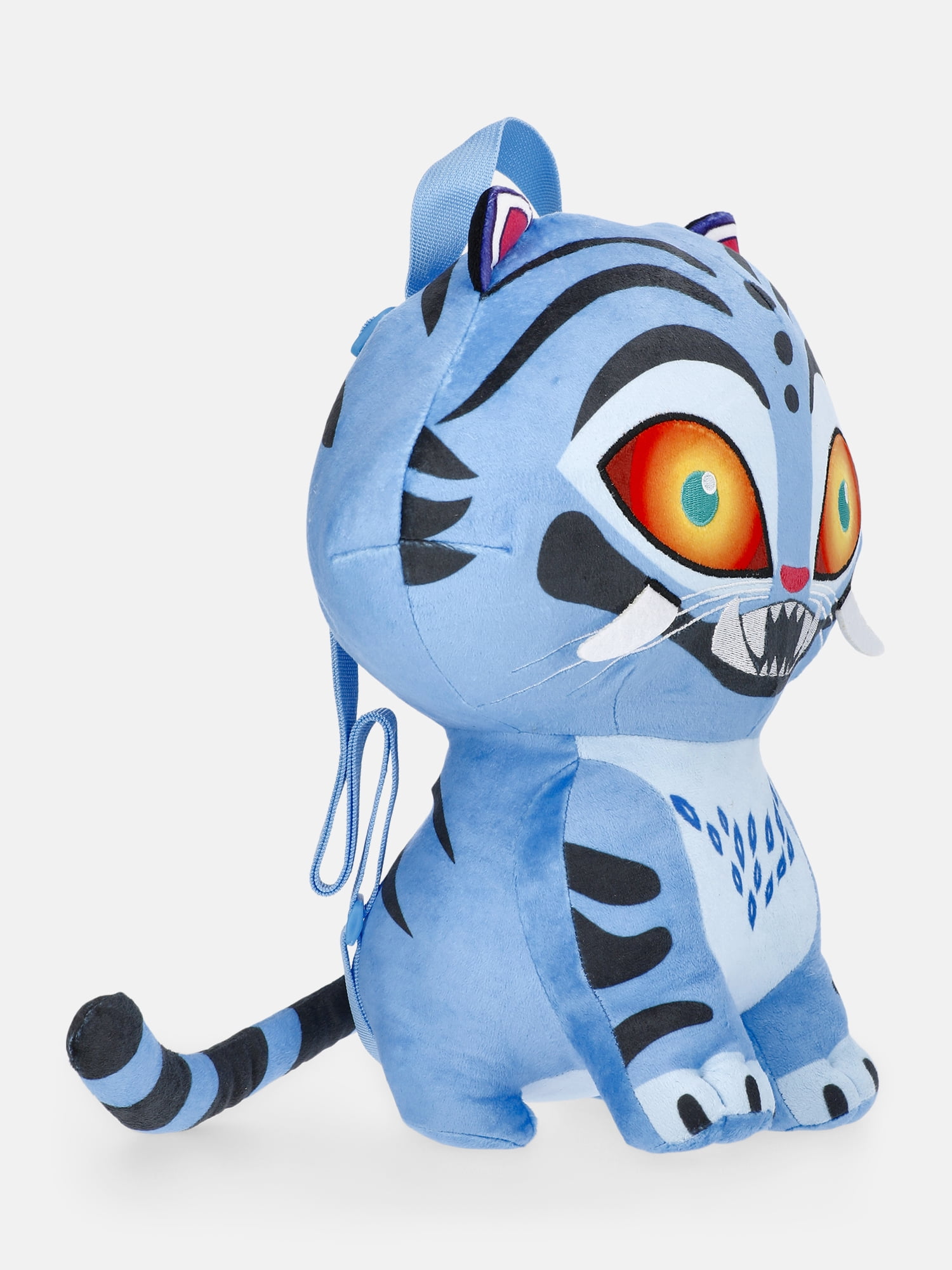 KPop Demon Hunters Kids' 12.5" Derpy Tiger Plush Backpack, Blue