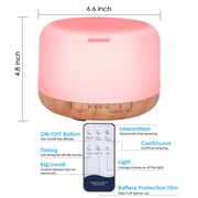500ML Essential Oil Diffuser - Cool Mist Humidifier, 7-Color LED for Home（Shallow wood grain background）