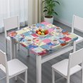 thumbnail image 3 of Patchwork Pioneer Flower Square Fitted Tablecloth with Elastic Edge,Square Table Cover,Washable Elastic Table Cover for Home Kitchen Party Decor 36"x36", 3 of 6
